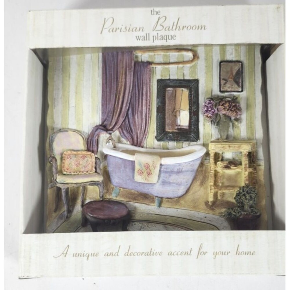 Parisian Bathroom Wall Plaque Decorative Wall Art 2003 By Charlene Olson NEW